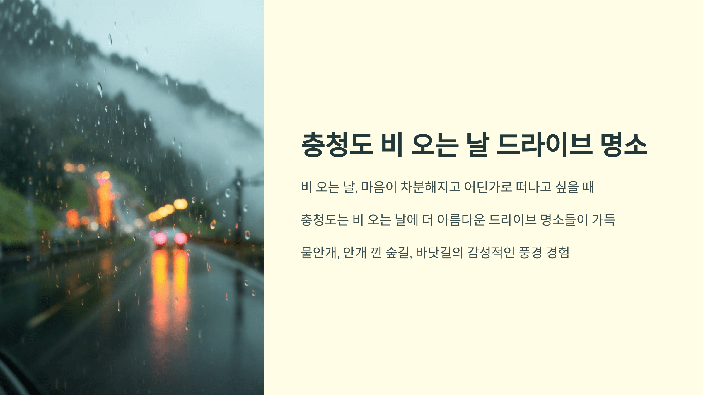 충청도 비 오는 날 드라이브 명소 TOP 4