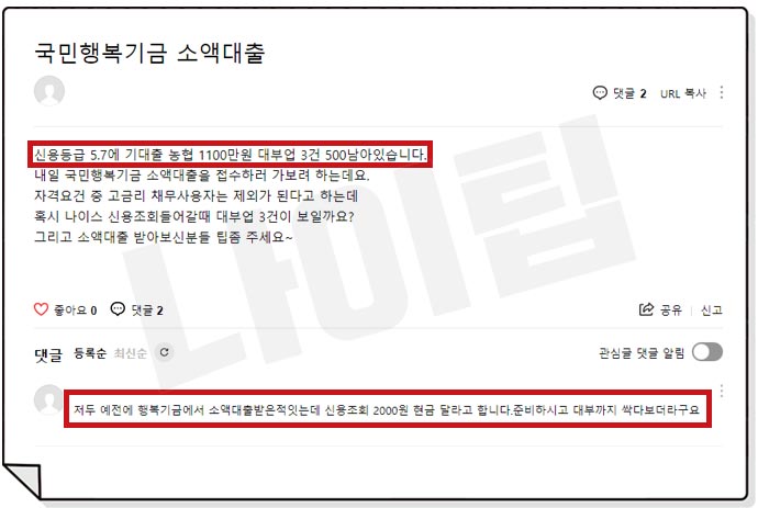 국민행복기금 소액대출 부결 이유