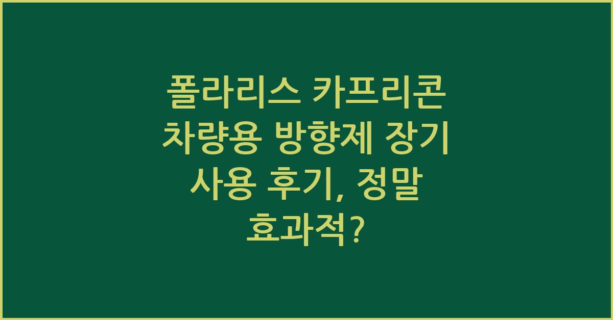 폴라리스 카프리콘 차량용 방향제 장기 사용 후기