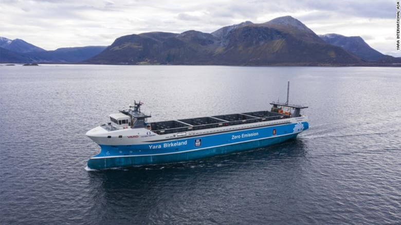  노르웨이, 세계 최초 탄소 무배출 자율운항 화물선 제작 VIDEO:Yara Birkeland: World's first crewless, zero emissions cargo ship will set sail in Norway