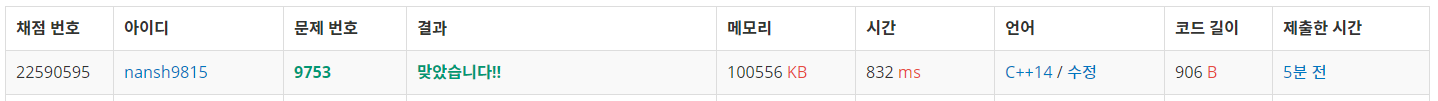  백준 9753 _ 짝 곱