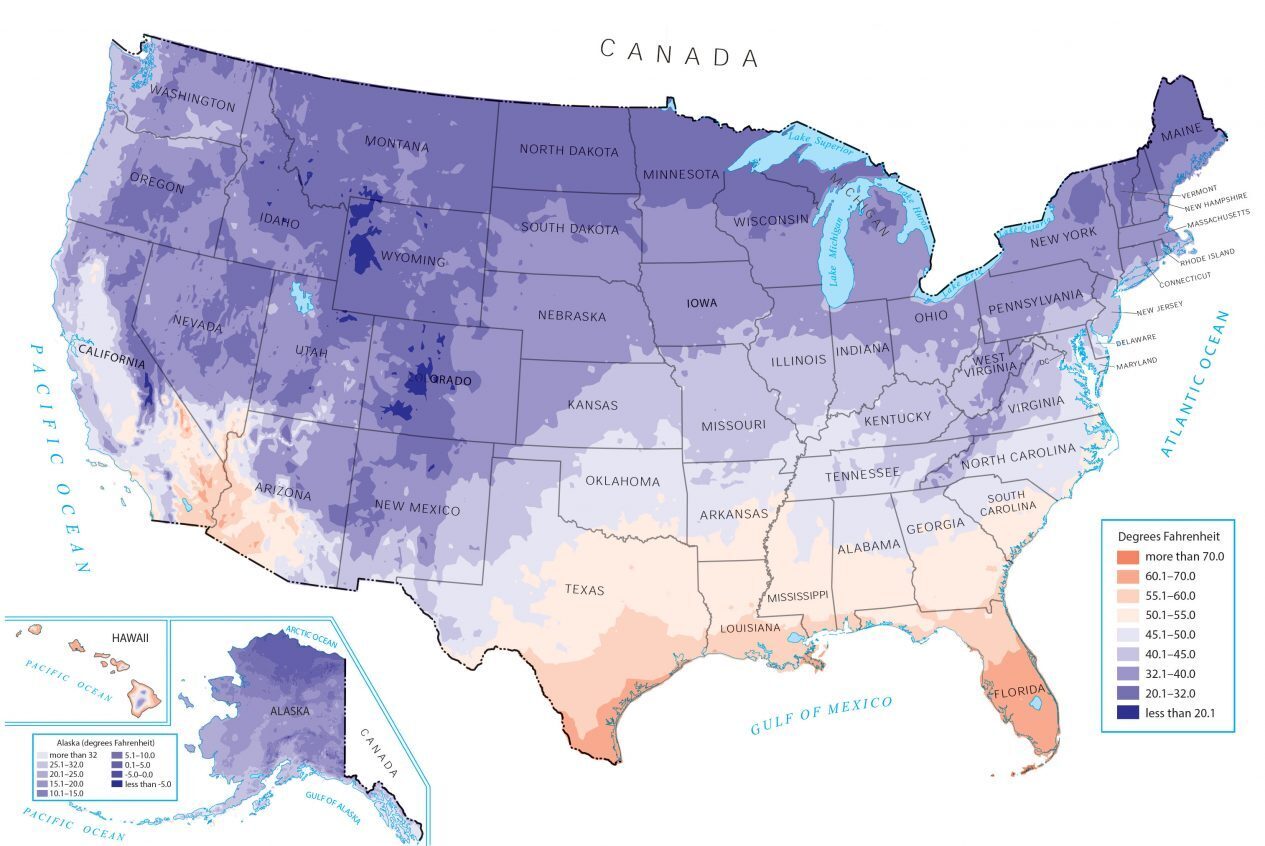 US Temp map (Min temp)