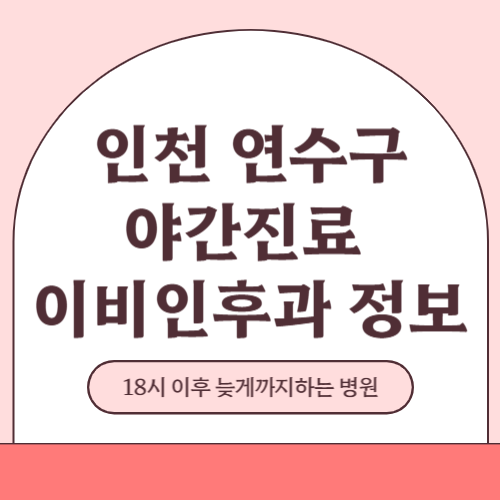 인천 연수구 야간진료 이비인후과 병원 (18시 이후 늦게까지하는 병원)