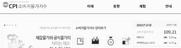 통계청 소비자물가지수 사이트