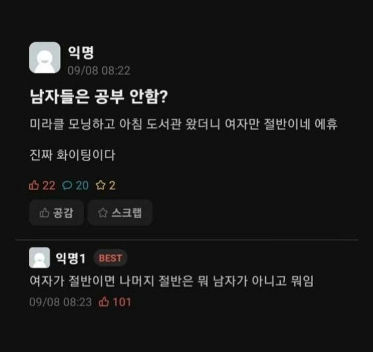 남자들은 공부를 안함??