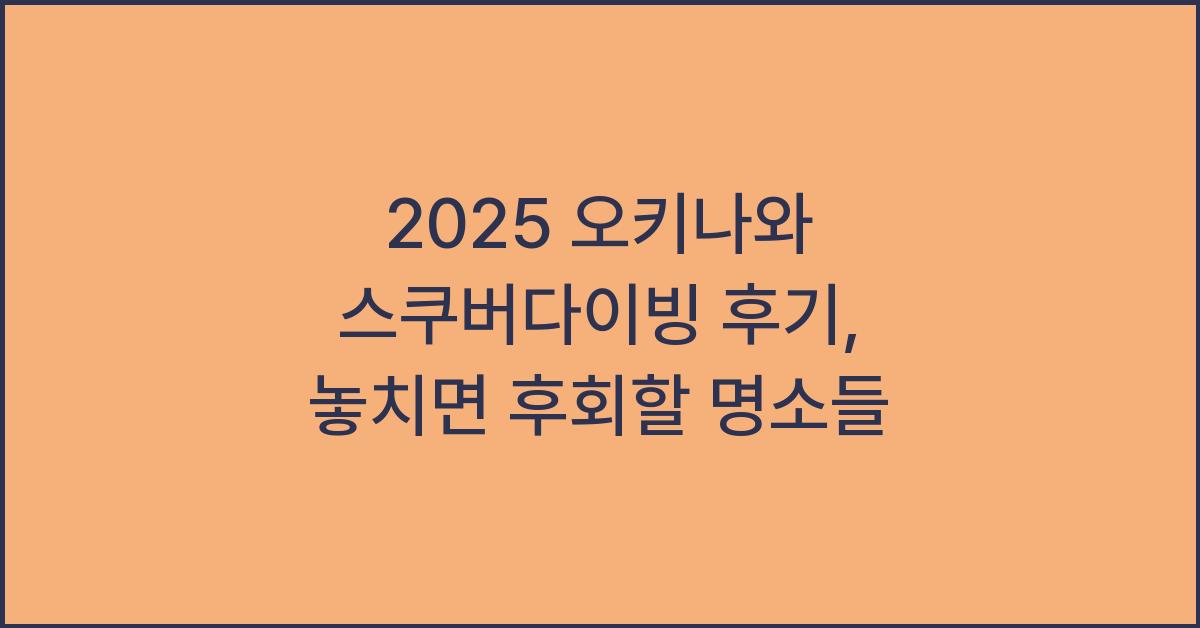 2025 오키나와 스쿠버다이빙 후기