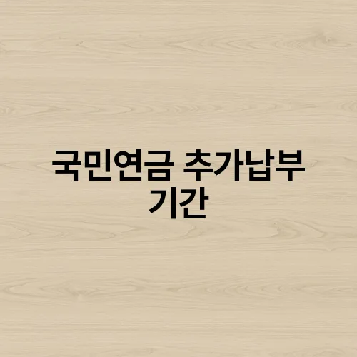 국민연금 추가납부 기간