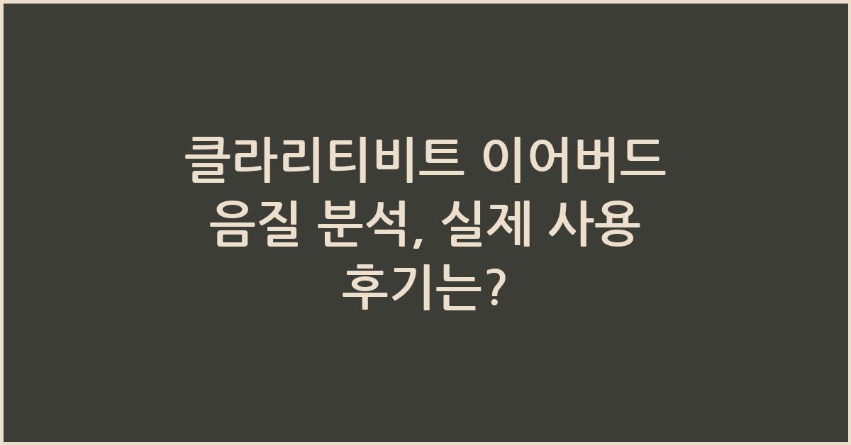 클라리티비트 이어버드 음질 분석