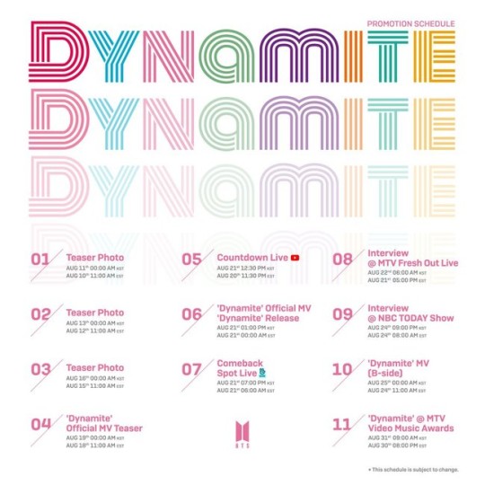  방탄소년단, 21일 오후1시 신곡 'Dynamite' 발매→24일 NBC '투데이쇼' 출격