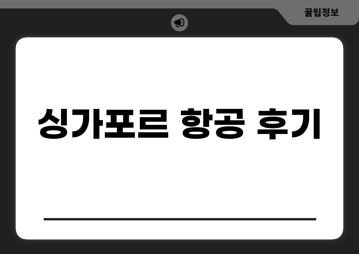 싱가포르 항공 후기