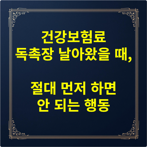 건강보험료 독촉장 날아왔을 때, 절대 먼저 하면 안 되는 행동