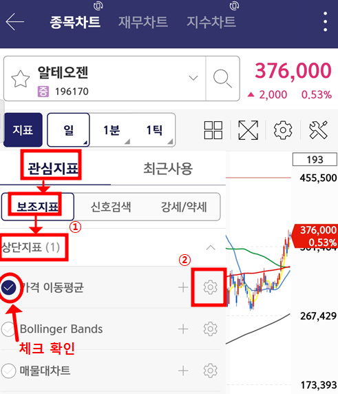 영웅문 MTS(영웅문S#) 상단지표