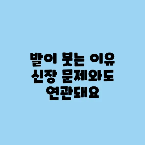발이 붓는 이유 신장 문제와도 연관돼요