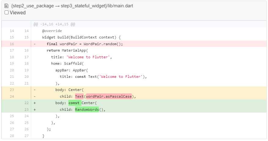 {step2_use_package &rarr; step3_stateful_widget}/lib/main.dart