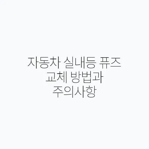 자동차 실내등 퓨즈 교체 방법과 주의사항