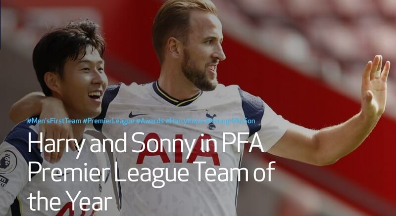  도트넘 손흥민 케인, PFA 프리미어리그 올해의 팀 및 올해의 선수 선정  VIDEO: Harry and Sonny in PFA Premier League Team of the Year