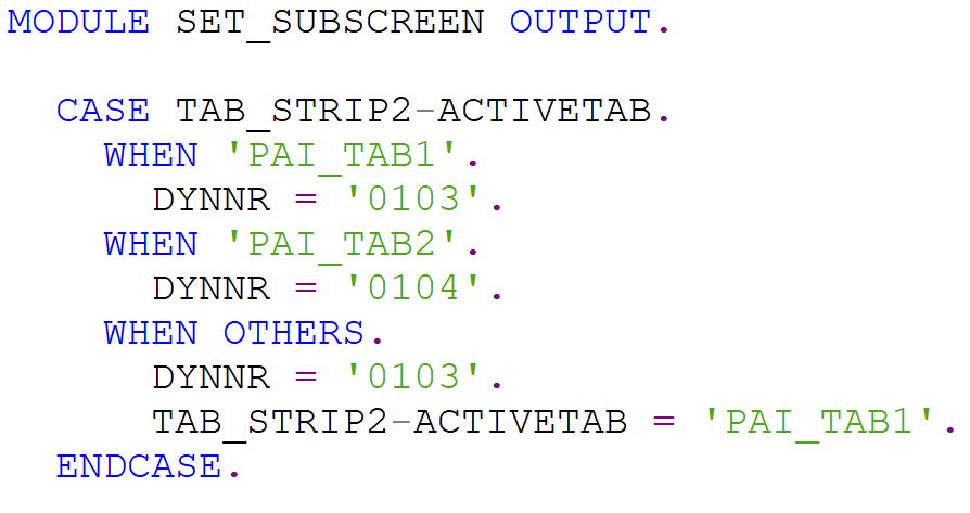 [ABAP] Subscreen, Tabstrip