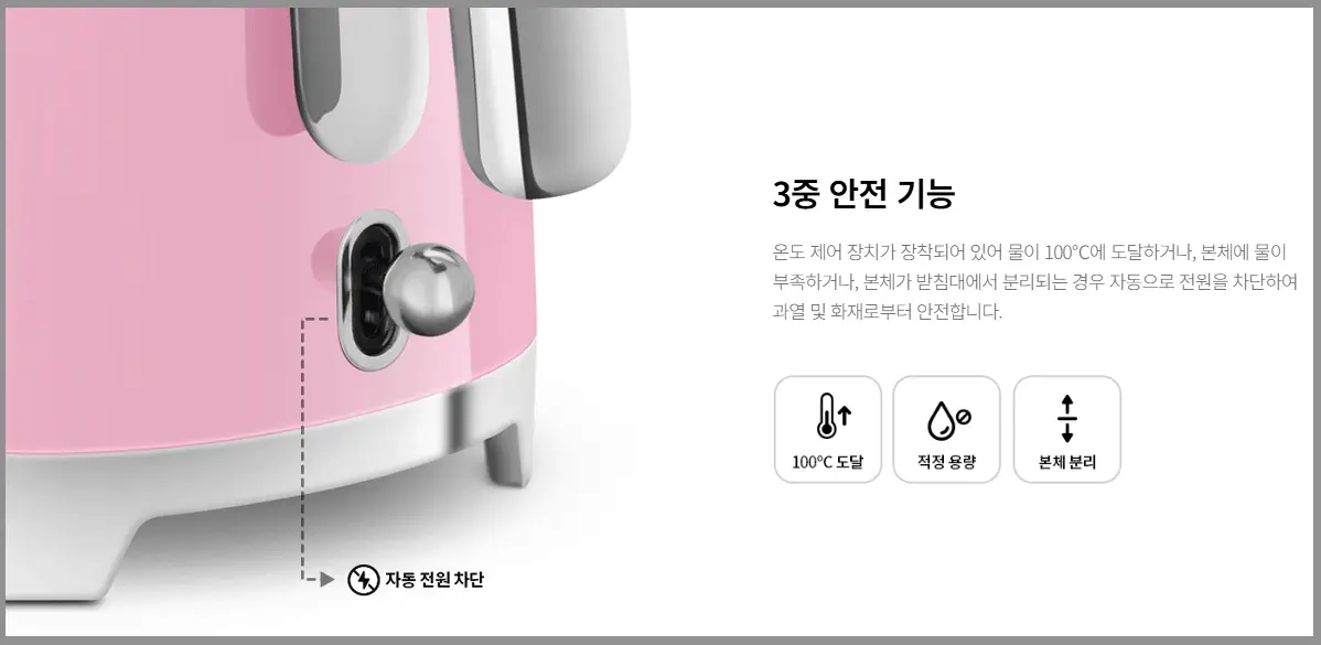 스메그 미니 전기포트 KLF05PGEU｜레트로 감성에 숨은 실속 기능까지