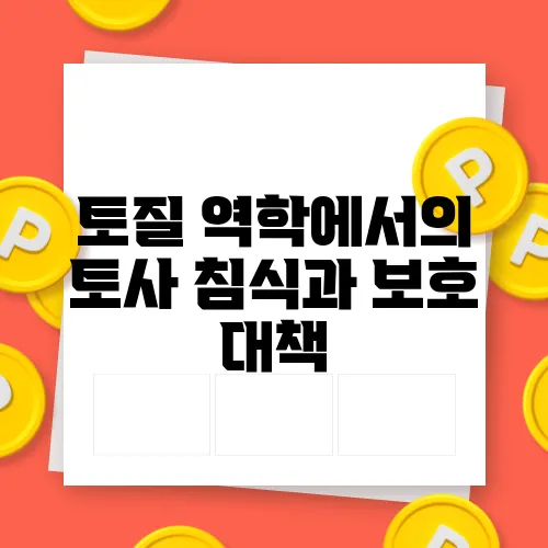 토질 역학에서의 토사 침식과 보호 대책