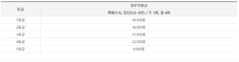 정부지원금 회당결제 금액