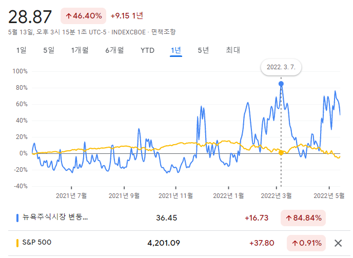 VIX지수와 S&P500 변화비교