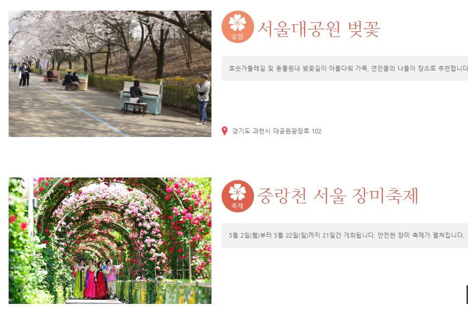 도시에서 즐기는 봄꽃 여행, 서울, 봄꽃으로 물들다. 서울 꽃길 소개