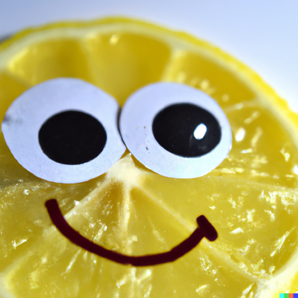 A smile emoticon with lemon