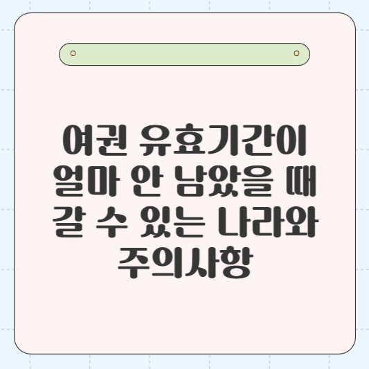여권 유효기간이 얼마 안 남았을 때 갈 수 있는 나라와 주의사항