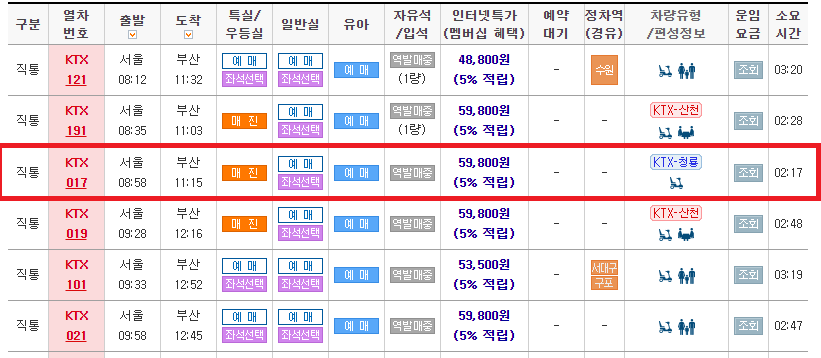 코레일 홈페이지 예매3