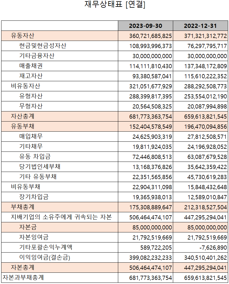 해성디에스 - 재무상태표