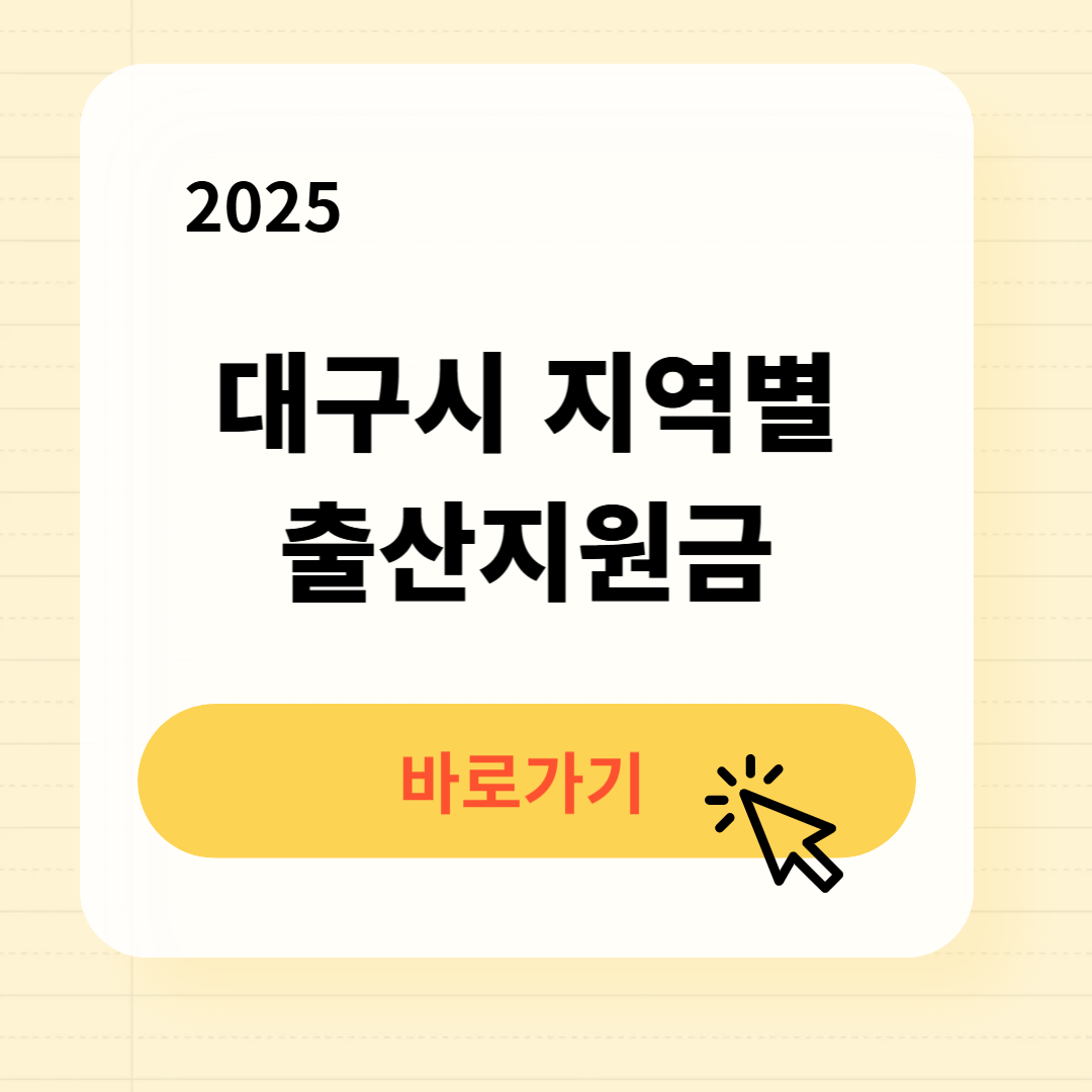 2025 대구시 지역별 출산지원금