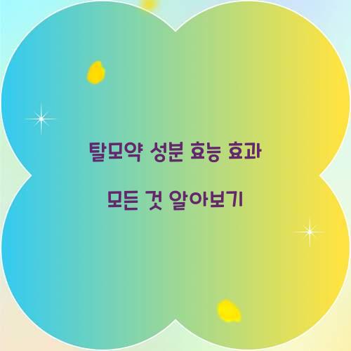탈모약 성분 효능 효과