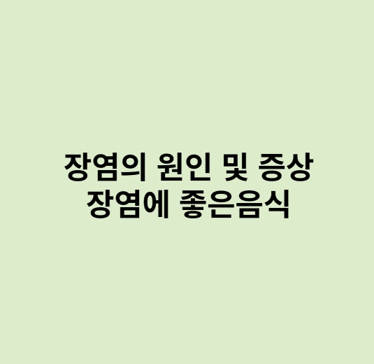  장염증상 및 원인 좋은음식
