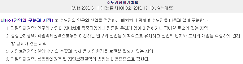  수도권 과밀억제권역 이란? 성장관리권역 이란? 어디를 말하는걸까?