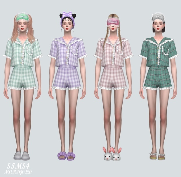 [Sims4 CC] Frill Pajama Set_프릴 파자마 세트_여자 의상