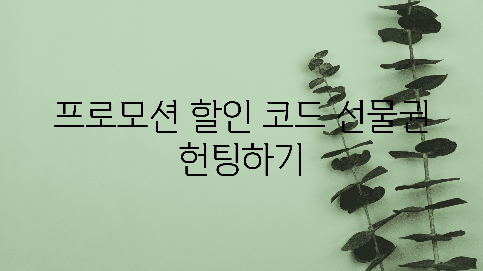 프로모션 할인 코드 선물권 헌팅하기