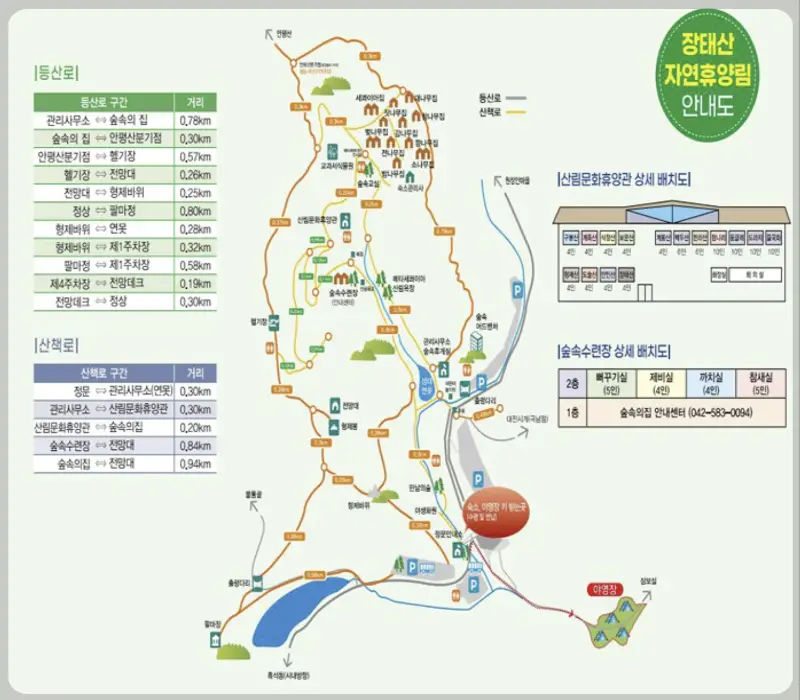 장태산 자연휴양림 안내도