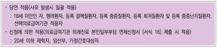 의료급여 1종 수급권자 본인부담금 면제