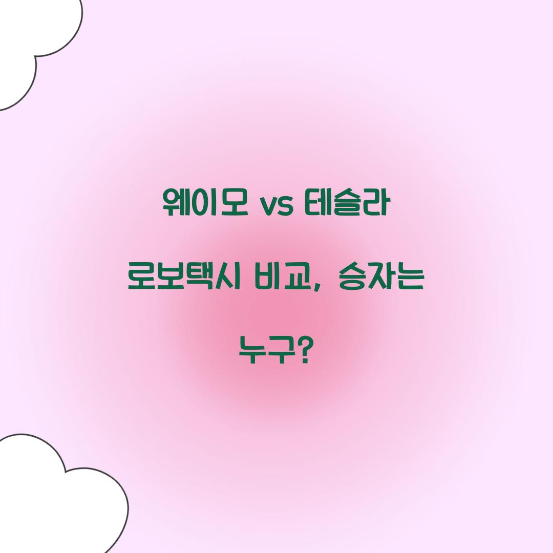 웨이모 vs 테슬라 로보택시 비교