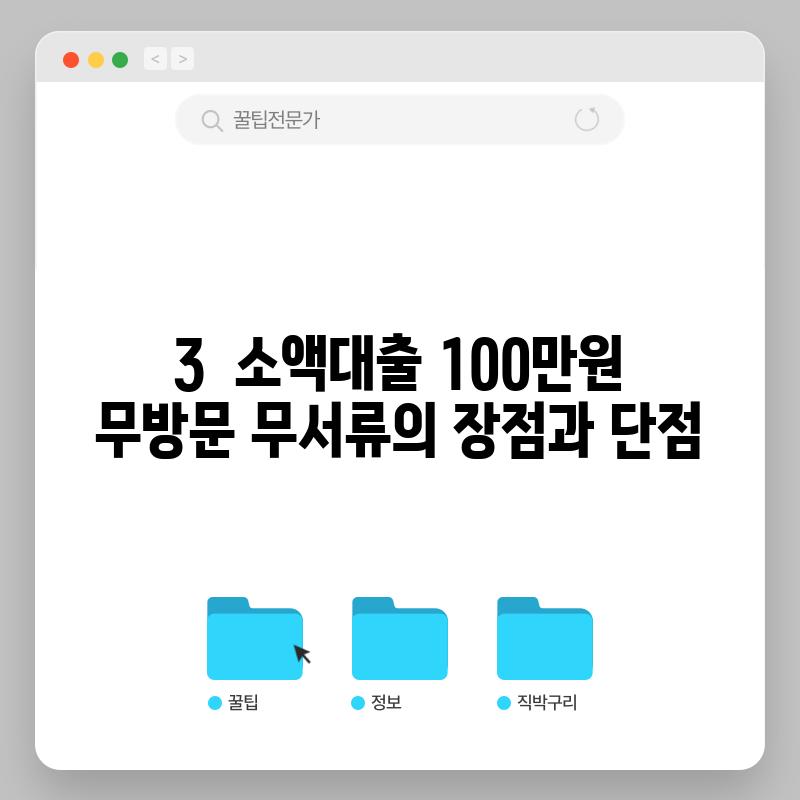 3.  소액대출 100만원:  무방문, 무서류의 장점과 단점