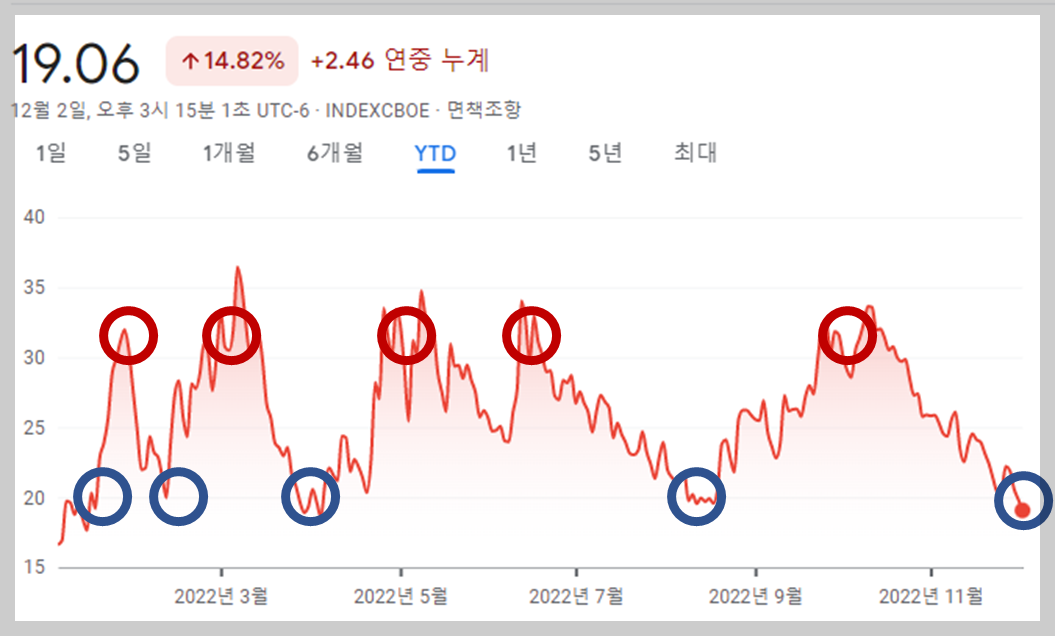 2022년 VIX지수 변화추이