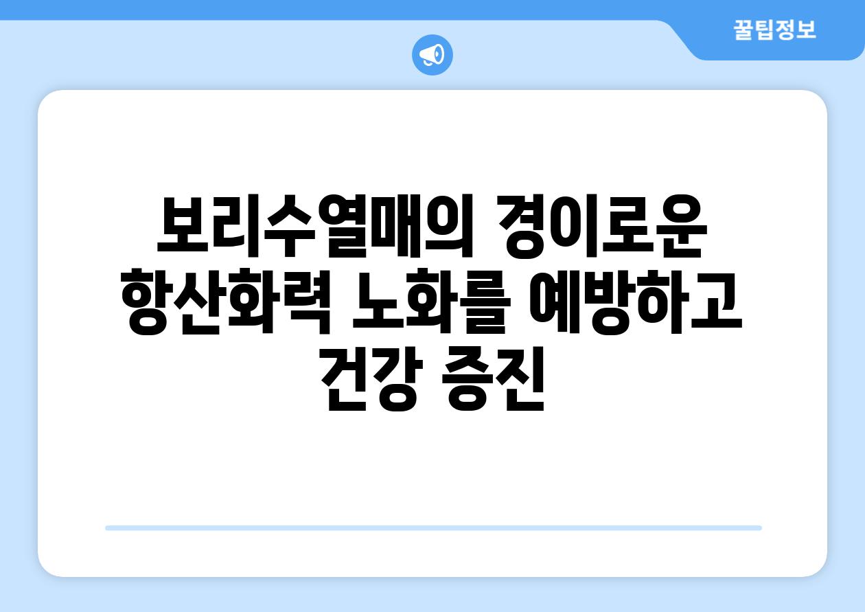 보리수열매의 경이로운 항산화력 노화를 예방하고 건강 증진