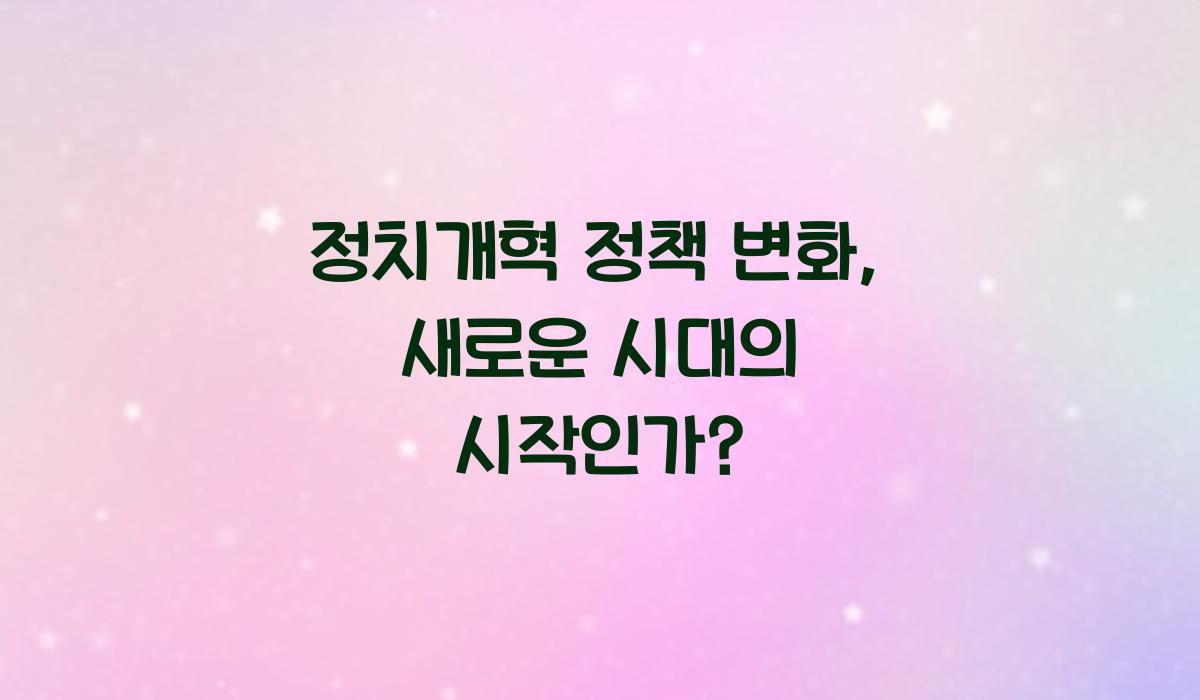 정치개혁 정책 변화