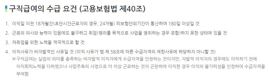 고용보험 실업급여 조건