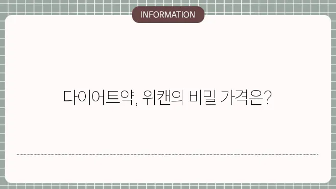 다이어트약 위캔가격