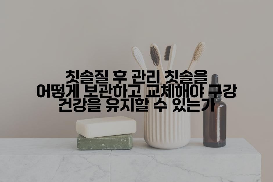 칫솔질 후 관리 칫솔을 어떻게 보관하고 교체해야 구강 건강을 유지할 수 있는가