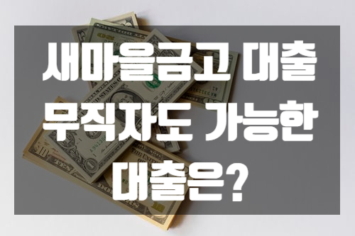  새마을금고 대출 무직자도 가능한 대출은?