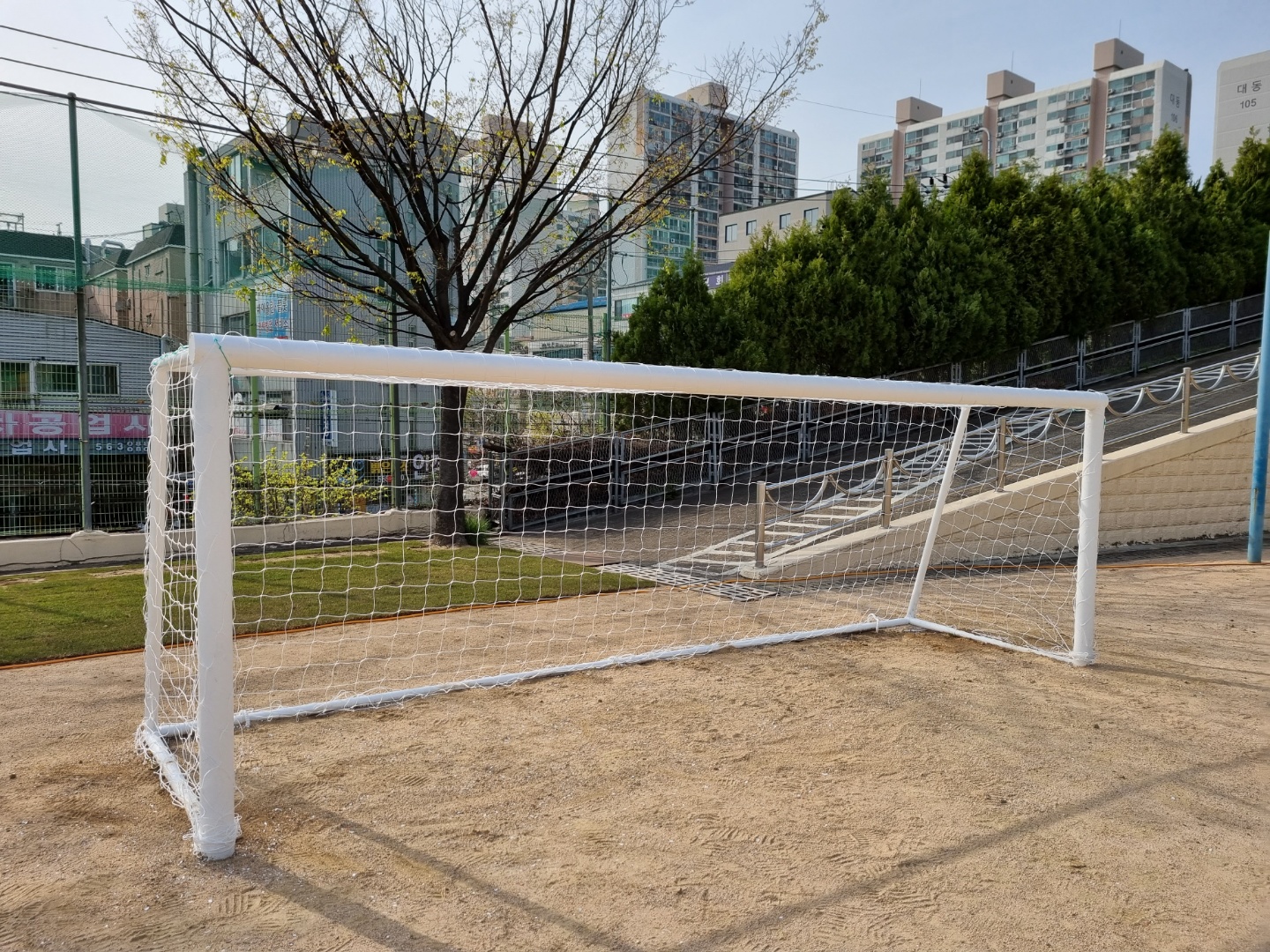  [날개스포츠] 인천심곡초등학교 축구골대 도색, 축구골망 교체 작업