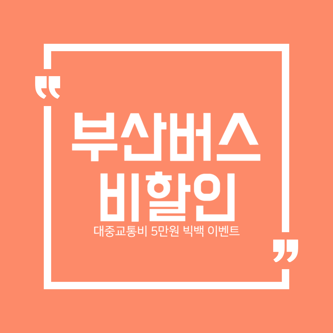  부산시 대중교통비 5만원지원 페이백 빅백 Big Back 이벤트