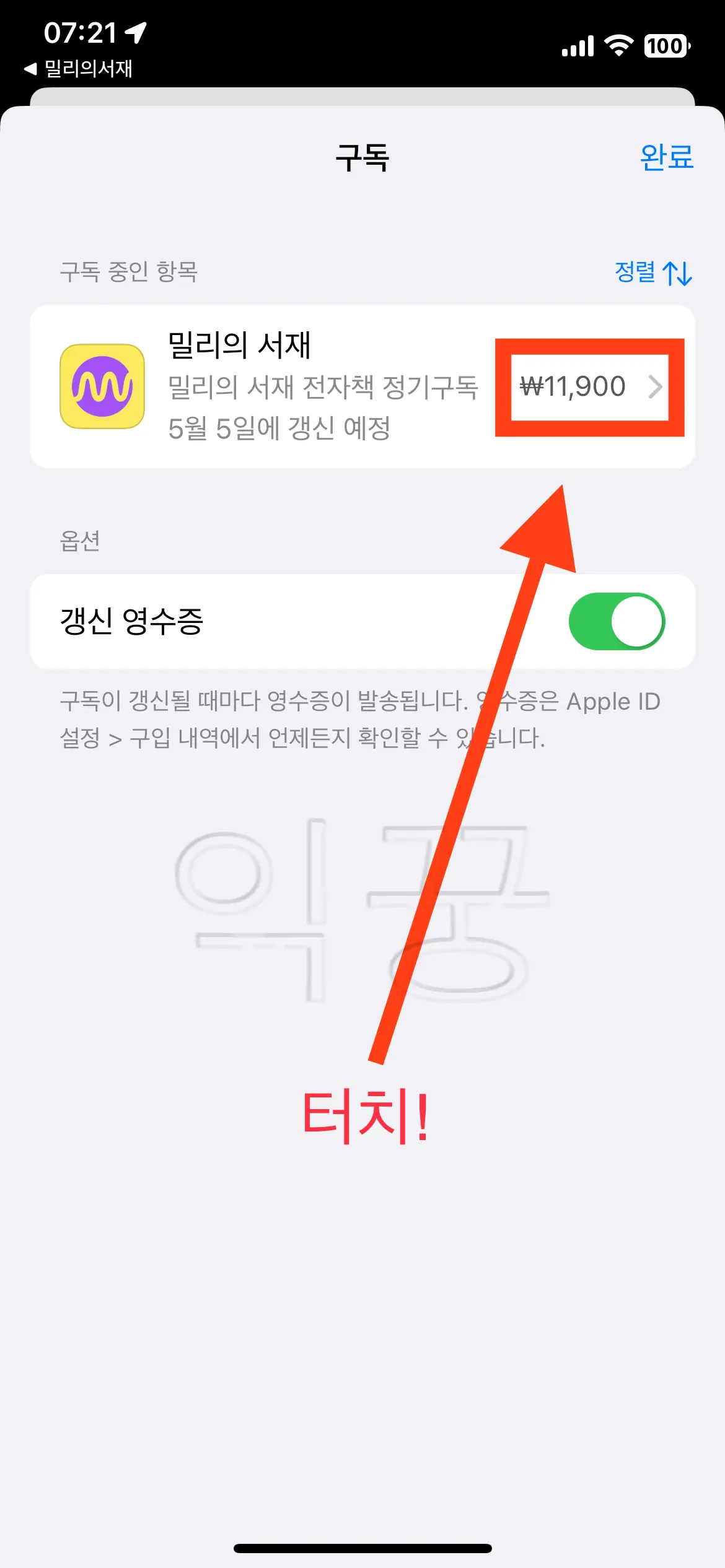 App Store 구독 내역 보기